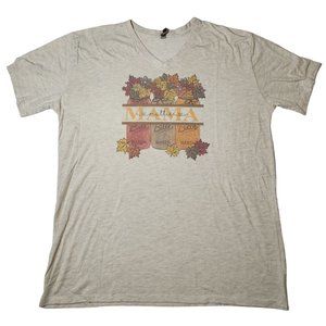 Women's Fall Mason Jar Foliage Thanksgiving Mattie Mama Custom T-shirt V-neck L/